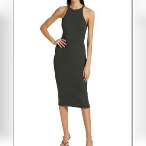 ATM Anthony Thomas Melillo Green Ribbed Bodycon Tank Midi Dress S (bx30)